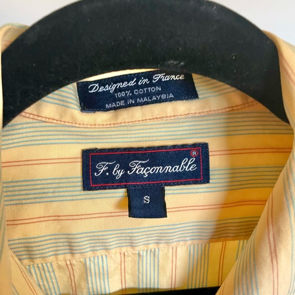 6/$18🌟🌟🌟F. By Faconnable Yellow Striped Button-Up Shirt - Picture 3 of 3